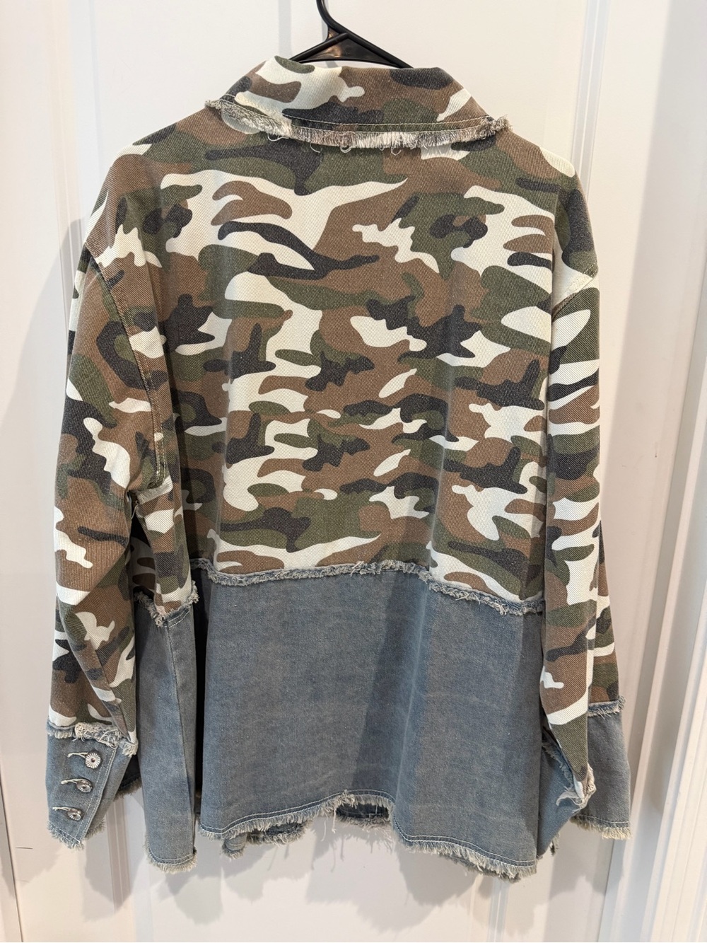 POL Clover Camo Jacket Size Medium Oversized Boho Distressed - Picture 11 of 16